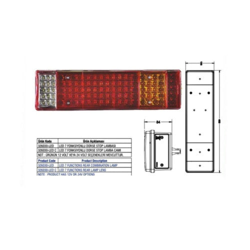 Lampa stop spate auto Led camion 24V Cod: 326030-LED