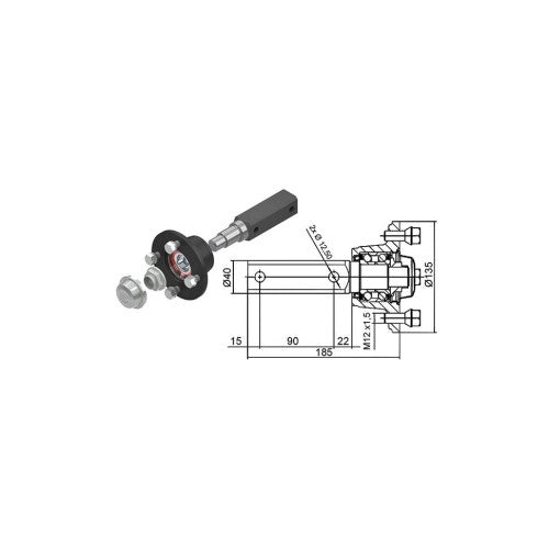 Butuc roata remorca 4x100 cu ax complet si accesorii Cod: CW-0203