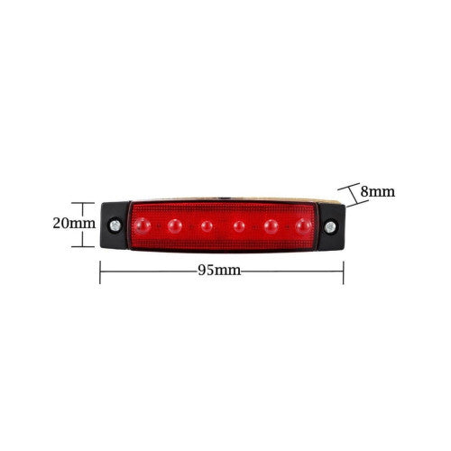 Lampa laterala LED rosie 6 LED 24V 14 x 54 95x20x10 mm