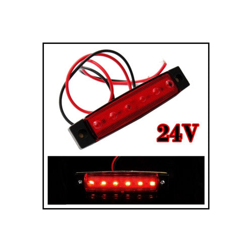 Lampa laterala LED rosie 6 LED 24V 14 x 54 95x20x10 mm