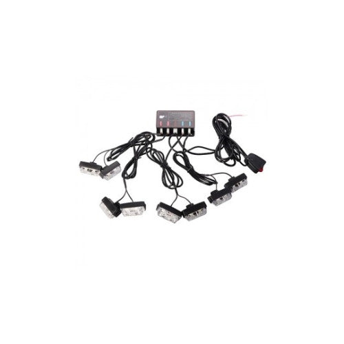 Lumini de zi DRL LED 12V cu 8 mini proiectoare lumina alba set Cod: 52043-8