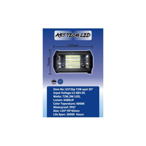 Proiector LED 72W 5000 lm 10V-30V Spot 30° 6000K Cod: G372BP