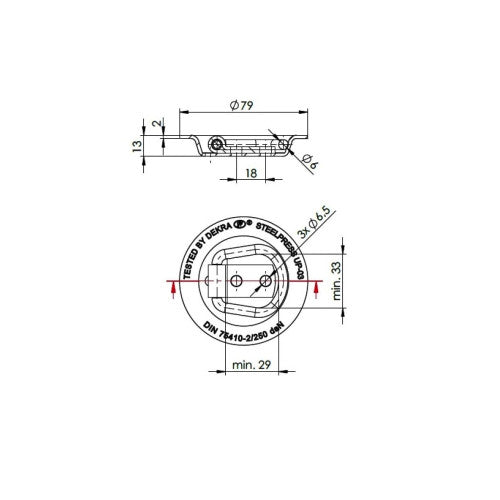Prindere podea incastrata cu cupa rotunda 250 kg pentru remorci mici si medii Cod: UP-03