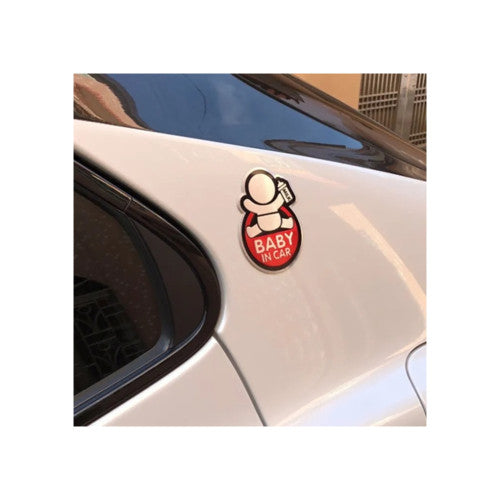 Abtibild "BABY IN CAR" fundal rosu forma in relief  Cod:TS-125