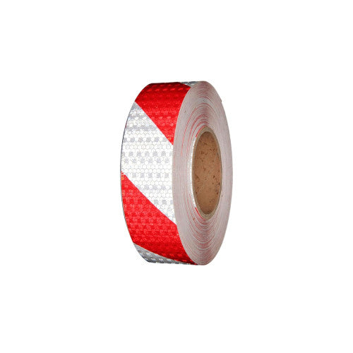 Banda reflectorizanta tip fagure culoare Alba-Rosie 5cmx25m Cod: CH-02R/W