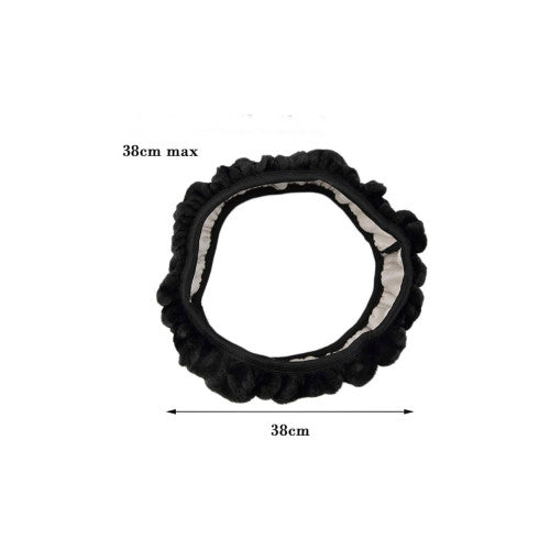 Husa volan auto pufoasa din plus neagra marime M 37-39 cm Cod: XSH5114