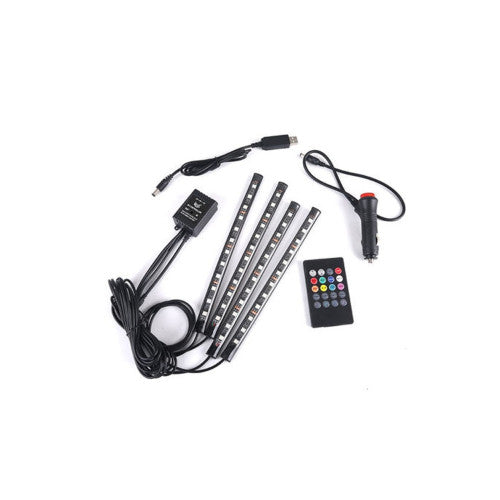 Kit iluminare ambientala auto RGB 4 bare LED 22cm 12V cu telecomanda Cod: BO1222RGB