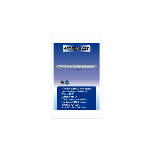 Proiector LED Bar 72W 12V-24V Combo 6000K 65.7cm Cod: ART019