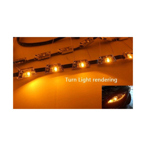 Banda LED DRL premium L1 52 cm alb-galben pentru faruri set 2 bucati