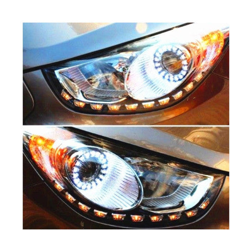 Banda LED DRL premium L1 52 cm alb-galben pentru faruri set 2 bucati