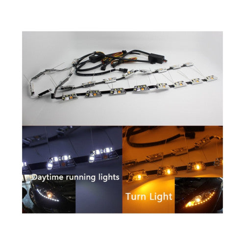 Banda LED DRL premium L1 52 cm alb-galben pentru faruri set 2 bucati