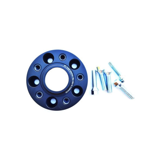 Distantier janta auto 30 mm 5x120 centrare 74.1–72.5 prindere dubla cu 5 prezoane M14x1.25x28mm aluminiu forjat negru compatibil BMW