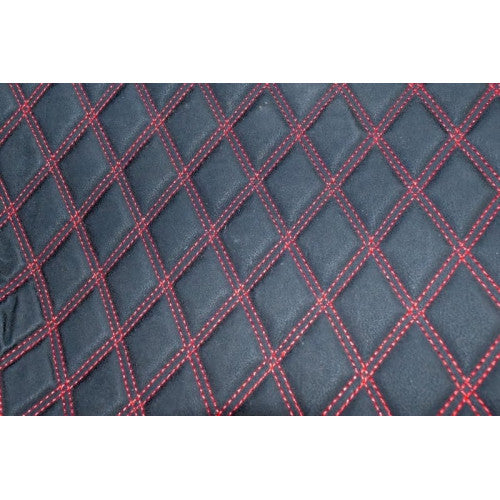 Material special pentru covorase auto romb negru / cusatura rosie.  Cod: COV02NR