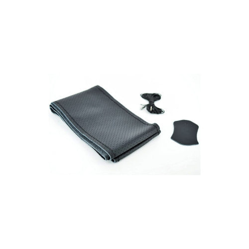 Husa volan auto din piele cu gaurele neagra cu ac si ata marime 2XL 11.5cm latime  Cod: LUXA399