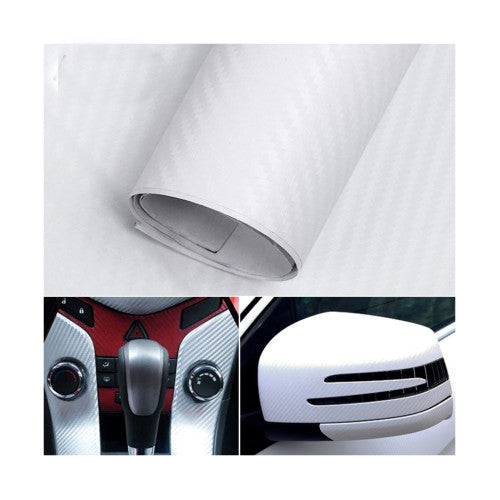 Folie carbon 3D alba cu tehnologie anti-bule 1.5m x 1m  Cod: CF-10W