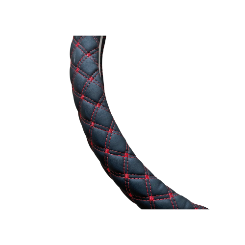 Husa volan auto imitatie piele negru cusatura rosie marime M 37-38 cm Cod: C203
