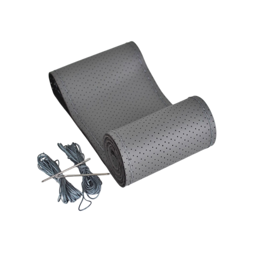Husa volan auto imitatie piele gri cu ac si ata marime M 37-39cm Cod: 5XS09