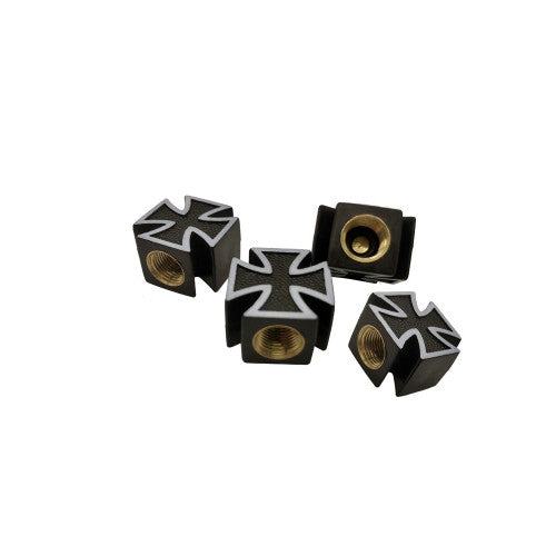 Capace valve auto forma cruce negru alb 4 bucati Cod: QMZ-27