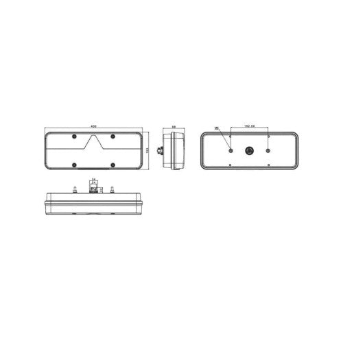 Lampa spate auto LED 6 functii dreapta semnalizare dinamica ceata mers inapoi pozitie frana 400x153 mm 12-36V Fristom Cod: FT-500-25