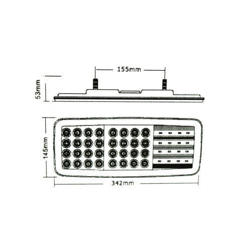 Lampa stop camion LED SMD dreapta 24V 342x145x53 mm IP66 Cod: 2027R