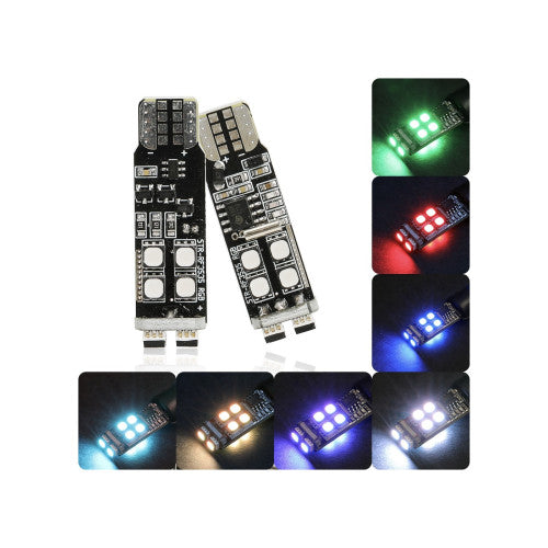 Set 2 becuri pozitie RGB T10 cu telecomanda 10 LED SMD2835 12V Cod: ZC-RF1
