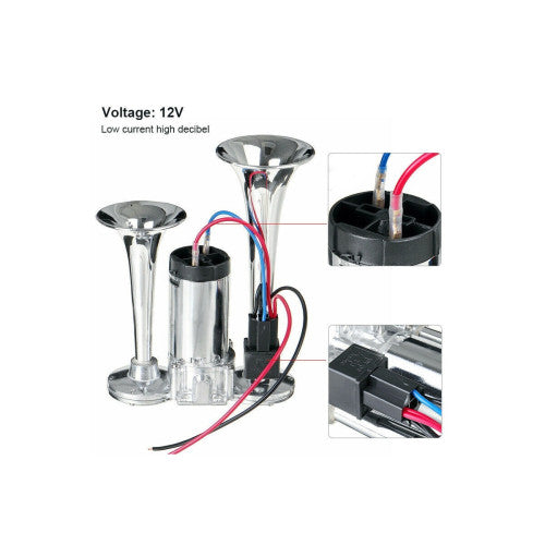 Claxon cu  2 goarne  si  compresor  12V  Cod: CA618