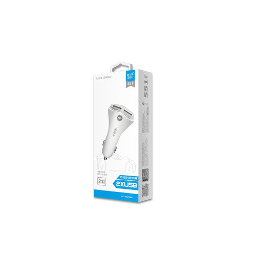 Incarcator auto alb cu 2 porturi USB 2.1A 12V 24V Cod: 551