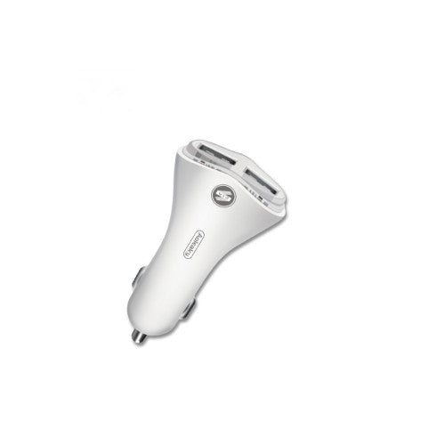 Incarcator auto alb cu 2 porturi USB 2.1A 12V 24V Cod: 551