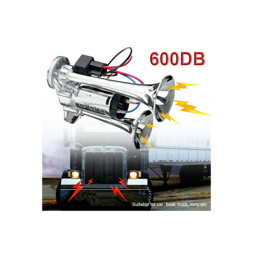 Claxon cu  2 goarne  si  compresor  12V  Cod: CA618