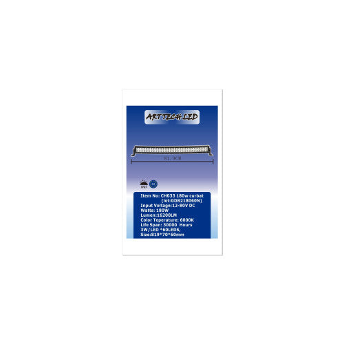 Proiector LED Bar curbat 180W 16200 lm 12-24V Combo 6000K Cod: CH033