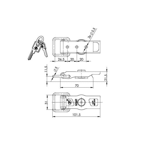 Inchizator oblon remorca cu cheie 400 kg pentru siguranta marfii Cod: ZB-13