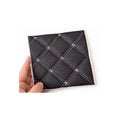 Material imitatie piele matlasata model romb negru cusatura gri tapiterie auto 1.5 x 1 m Cod: Y01NG