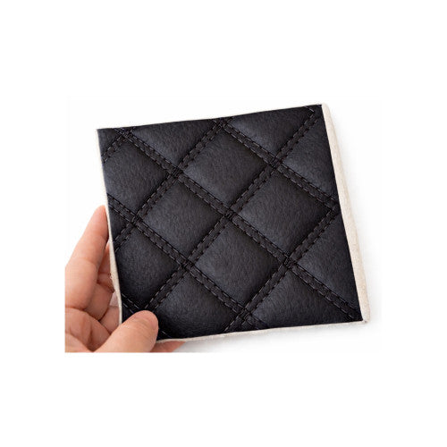 Material imitatie piele matlasata model romb negru cusatura neagra tapiterie auto 1.5 x 1 m Cod: Y01NN