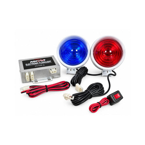 Stroboscoape auto 12V rosu-albastru set 2 bucati cu modul de comanda Cod: WF27