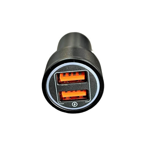 Incarcator auto cu cablu 3 in 1 25W 4.8A 2 porturi USB Fast Charge negru 1.20 m 12V 24V Cod: PG-283