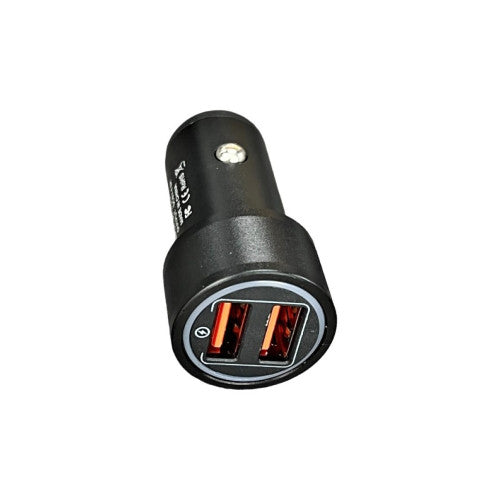 Incarcator auto cu cablu 3 in 1 25W 4.8A 2 porturi USB Fast Charge negru 1.20 m 12V 24V Cod: PG-283