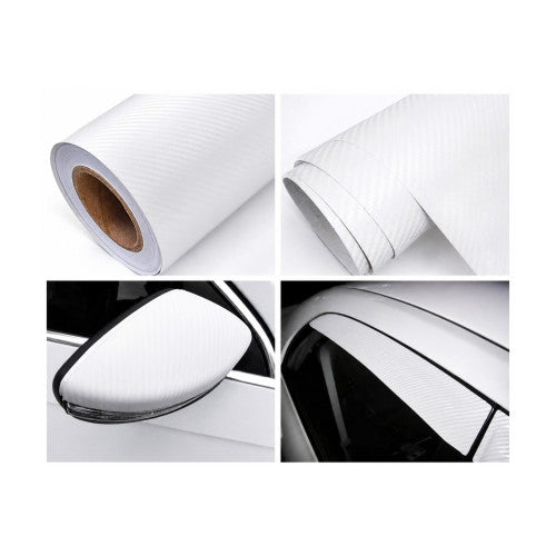 Folie carbon 3D alba cu tehnologie anti-bule 1.5m x 1m  Cod: CF-10W