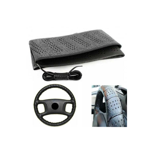 Husa volan auto imitatie piele cu snur marime M 38 cm diverse culori