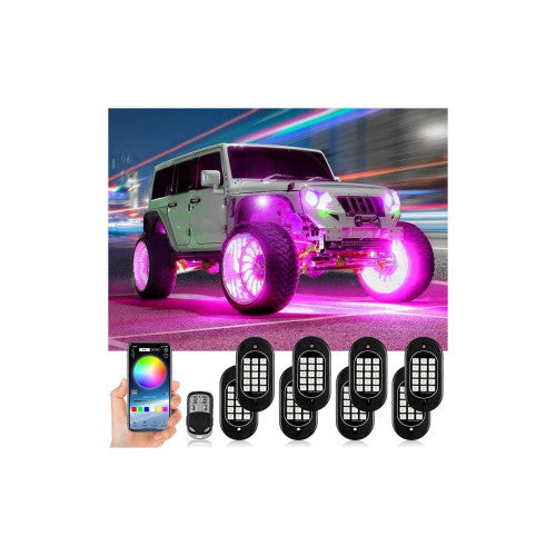 Kit lumini sub masina RGB Rock Light 8 module 12V Bluetooth Cod: SPT1508C2-8