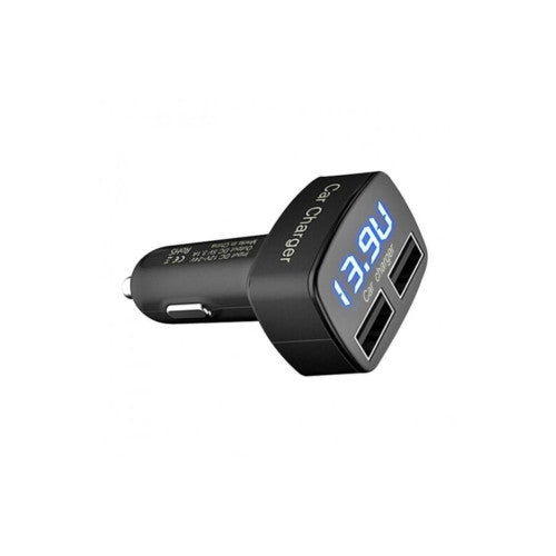 Incarcator auto negru 3 in 1 cu 2 porturi USB 3.1A 12V 24V voltmetru si termometru Cod: PG281