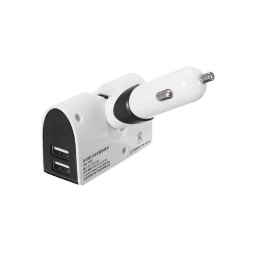 Incarcator auto alb 2 porturi USB 3.1A cu 2 prize bricheta 12V 24V Cod: 5003