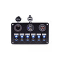 Panou cu voltmetru, USB, priză 12V și 6 întrerupătoare Cod: SP10